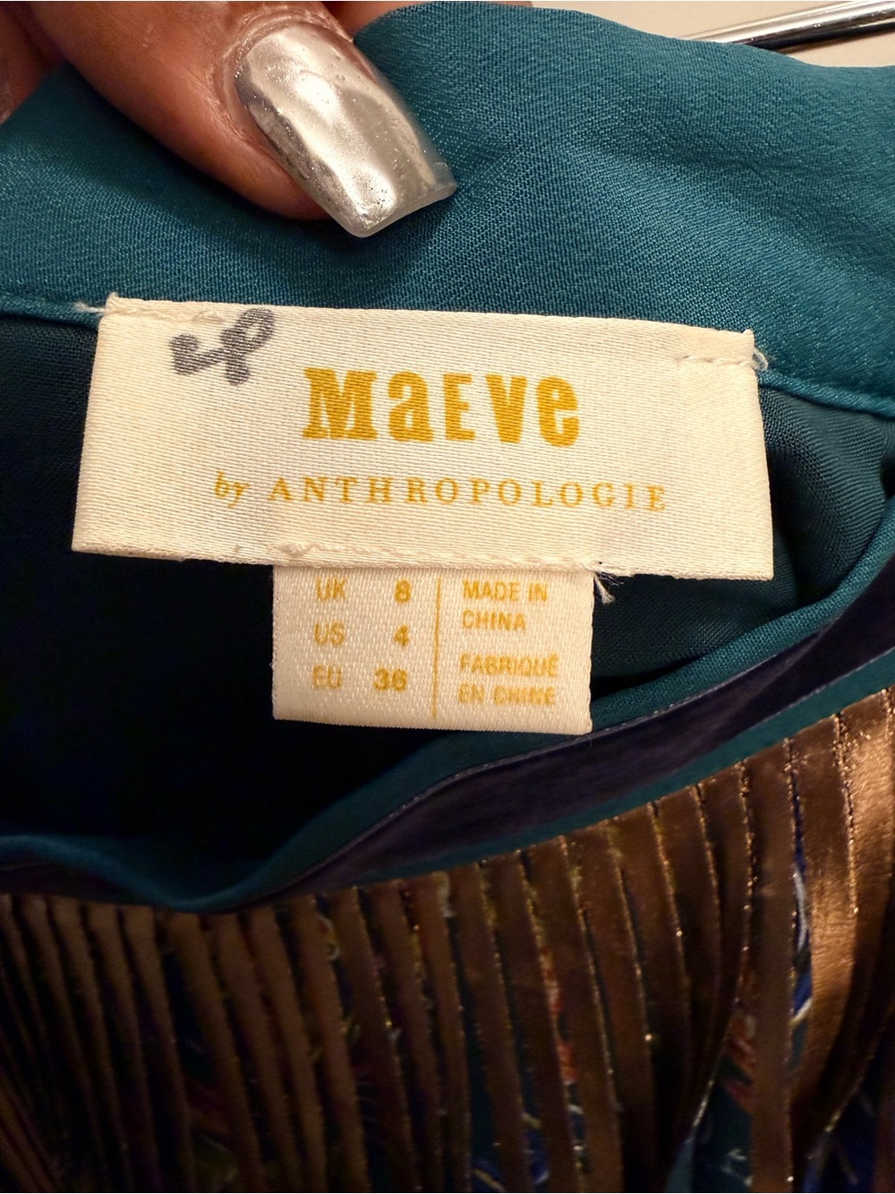 Maeve by Anthropologie Metallic Floral Pleated Midi Skirt - Picture 8 of 8